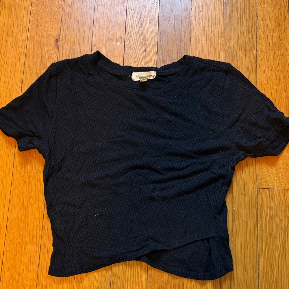 Silence + Noise Black Ribbed Top